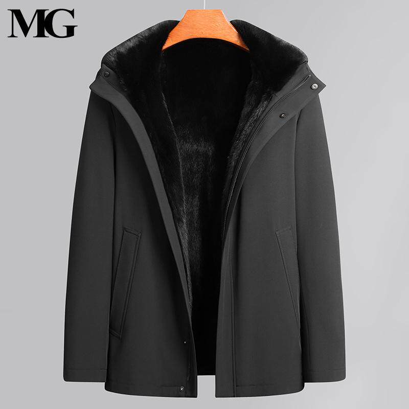 高档进口整貂内胆连帽派克服男士水貂皮草外套冬季貂皮大衣尼克服