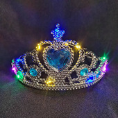 冰雪奇缘儿童发光皇冠爱莎公主头饰生日王冠带灯装 饰宝宝发饰头箍