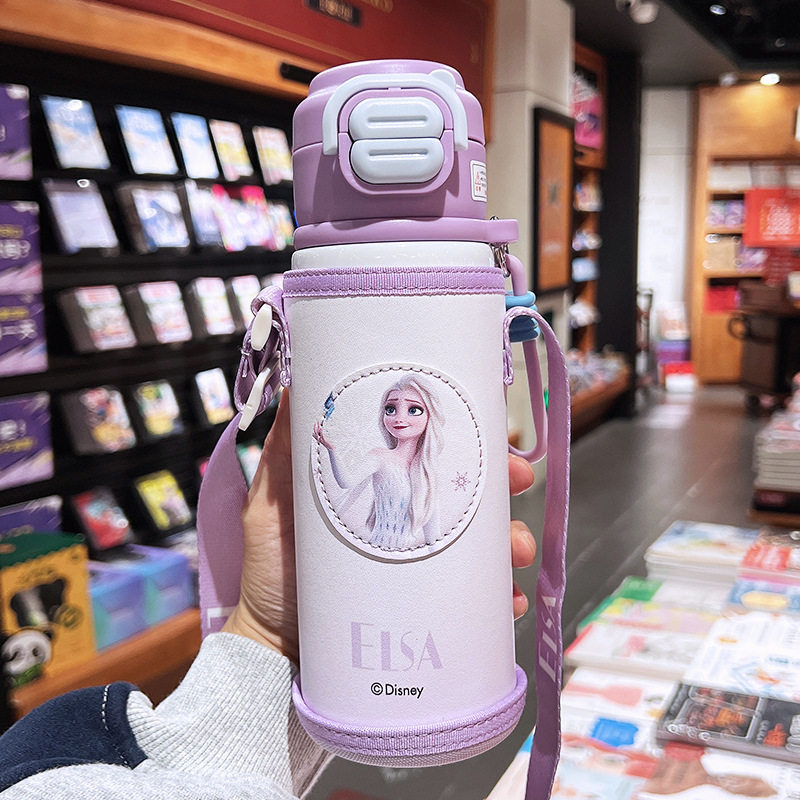 爱莎公主儿童保温杯316不锈钢吸管杯elsa直饮两用小学生双饮水杯