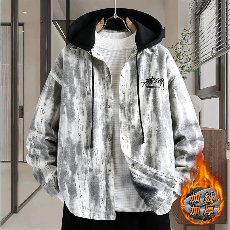 冬季加绒加厚牛仔外套潮流牛子衣