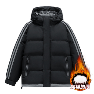 冬季胖男孩羽绒棉服12青少年15岁初中学生14大童宽松加厚棉衣外套