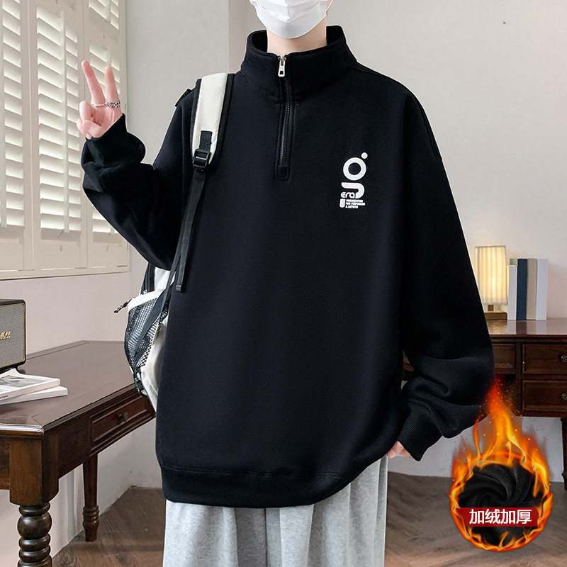 冬季加绒加厚卫衣12岁男孩13初中学生14潮流帅气15大童宽松打底衫