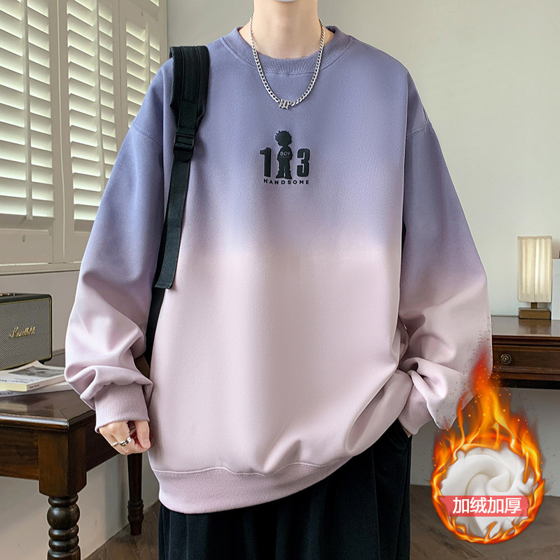 冬季潮流加绒加厚卫衣男孩13初高中学生14帅气15岁青少年大童上衣