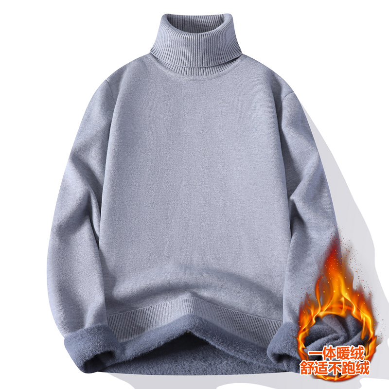 14青少年加绒加厚高领毛衣男孩冬季15岁初中学生16大童打底针织衫