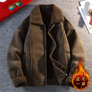 15男孩冬季加绒加厚皮棉衣外套12岁大童13青少年学生14一体绒皮衣