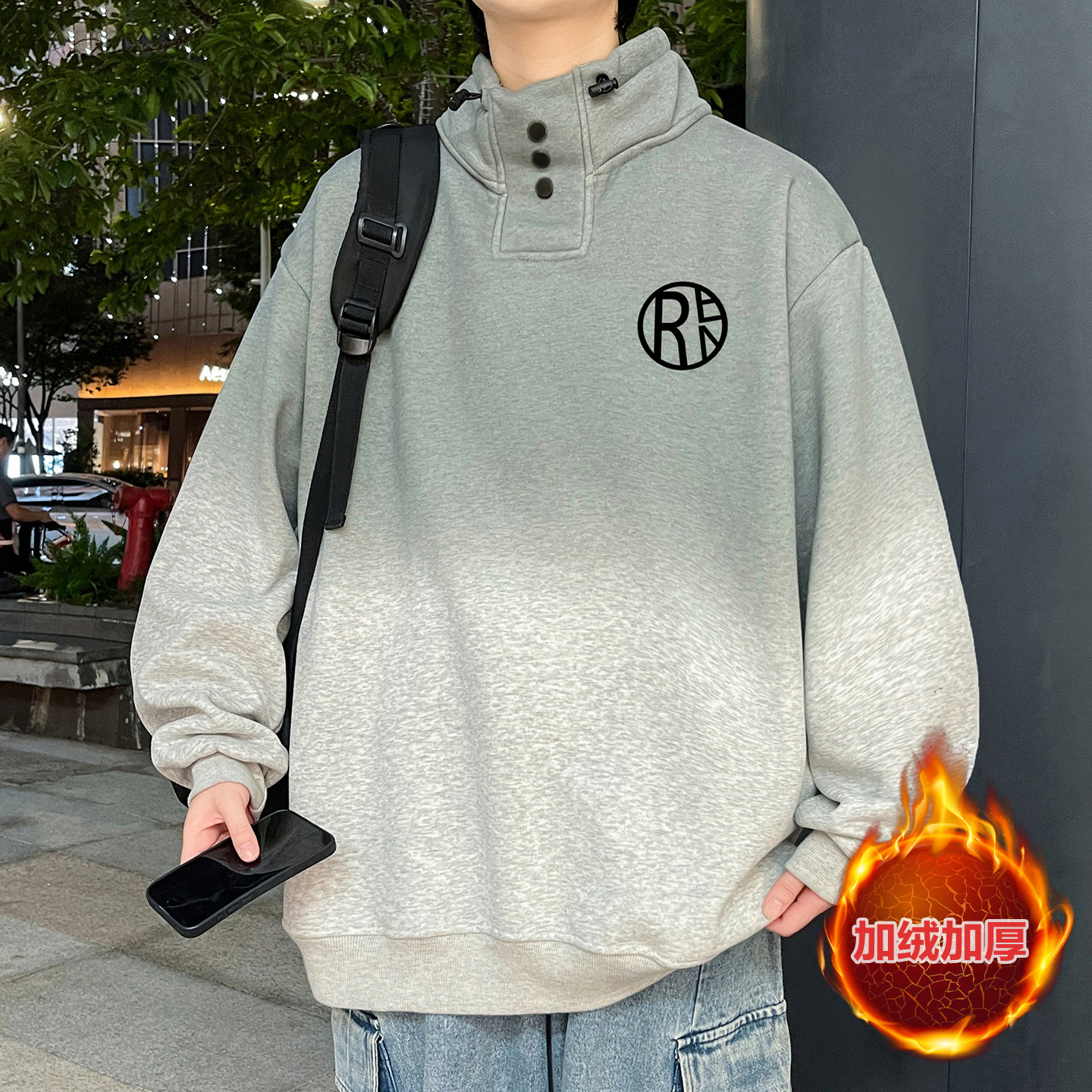 冬季卫衣12岁男孩13青少年学生14潮流帅气15大童加绒加厚长袖T恤