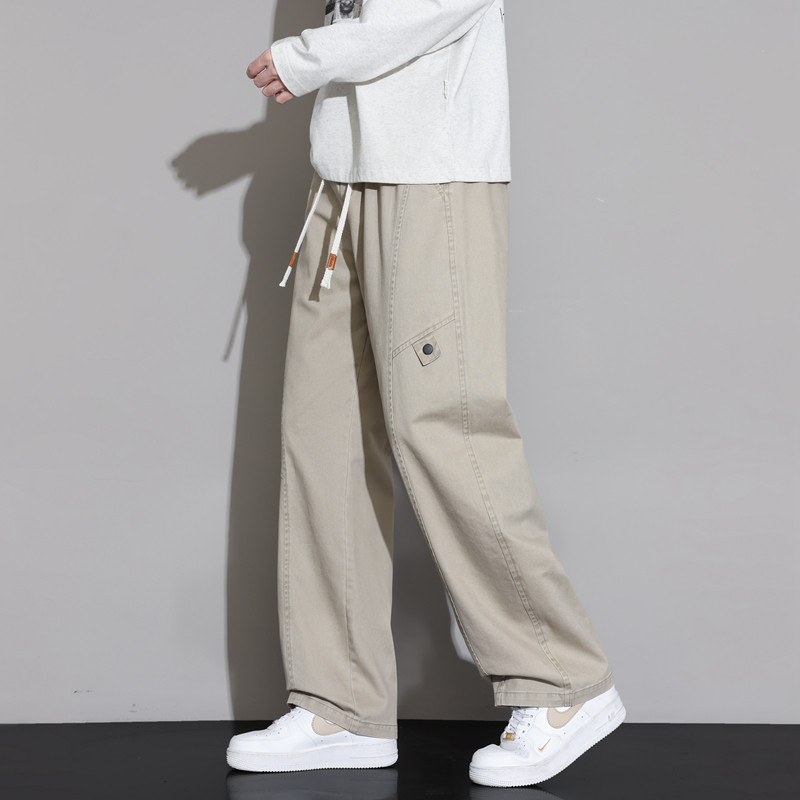 春秋款纯棉休闲裤男孩13初中学生14青少年15岁大童直筒宽松运动裤