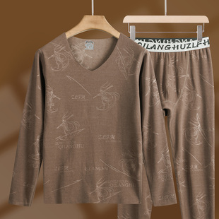 青少年冬季潮牌德绒保暖内衣12岁男孩16初中学生14无痕打底衫套装