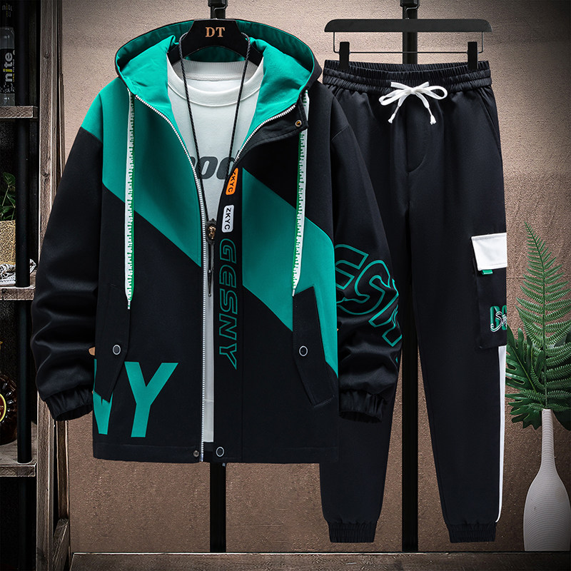 13青少年春装宽松外套男孩12岁初高中学生15大童潮流休闲夹克套装