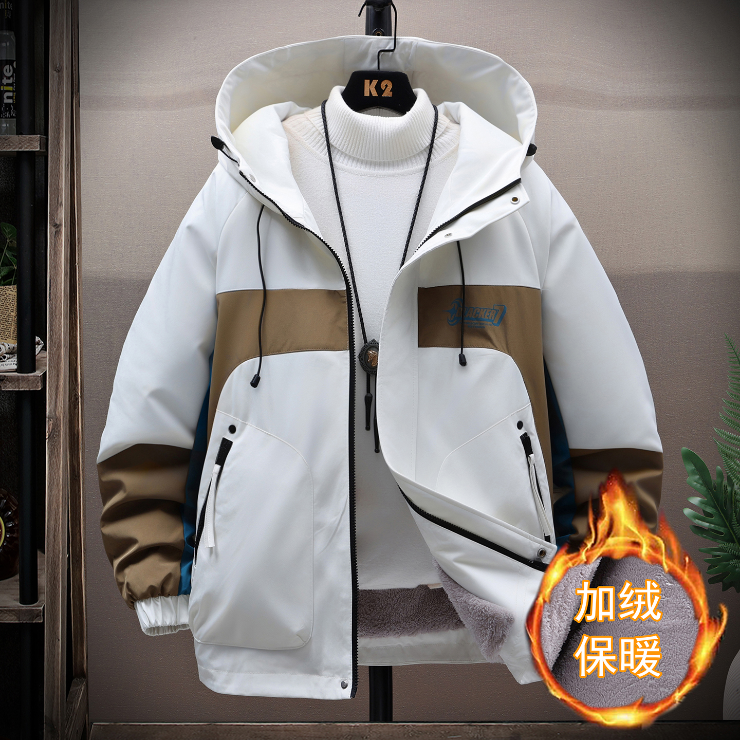 青少年冬季加绒加厚夹克大童棉衣