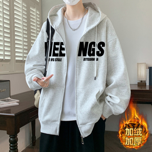 冬季学生运动棒球服外套男孩12岁15大童14青少年加绒加厚卫衣开衫