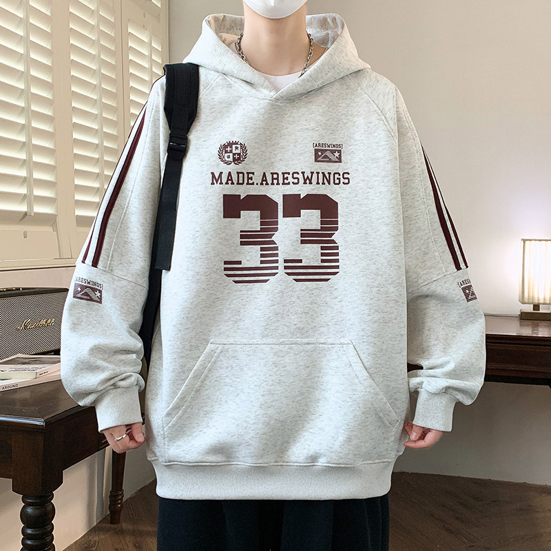 秋季潮流连帽卫衣男孩15岁学生青少年13大童帅气14宽松16长袖T恤