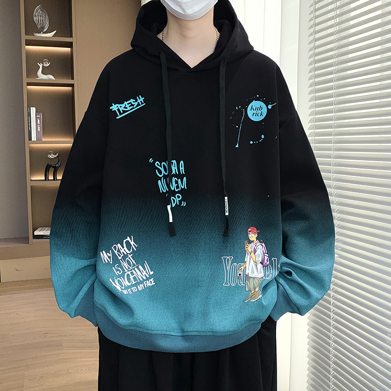 春秋季连帽长袖T恤13男孩14初中学生15岁青少年大童连帽运动卫衣