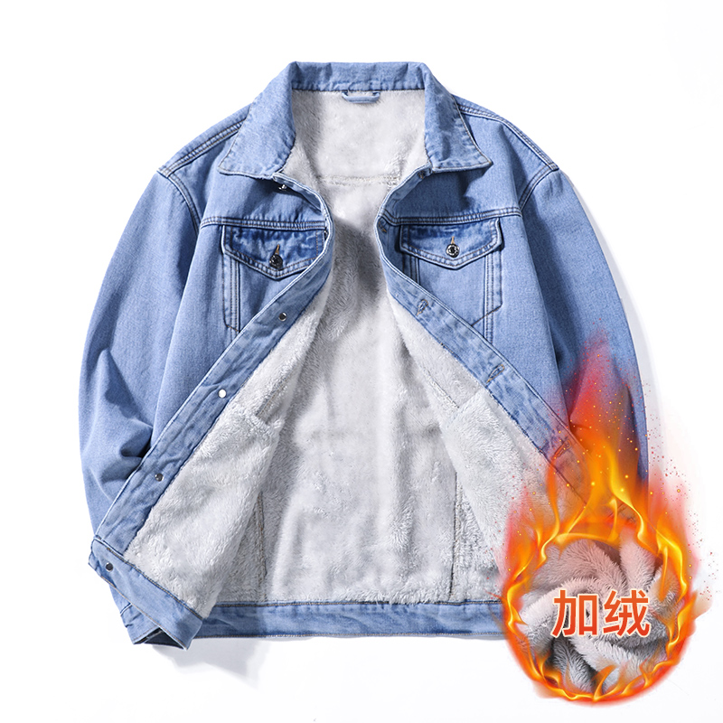 冬季加绒加厚牛子衣大童牛仔夹克