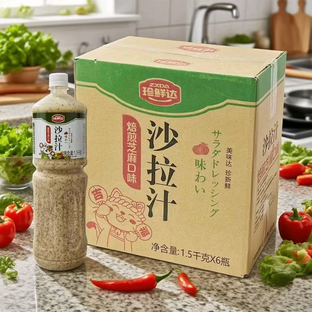 珍鲜达焙煎芝麻味沙拉汁1.5kg6整箱烘焙沙拉酱拌饭大拌菜蔬菜水果