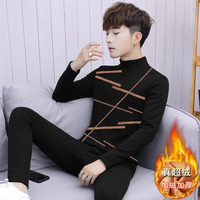 男士真超绒保暖内衣加厚加绒套装