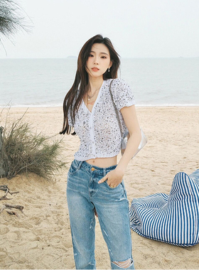 欧洲站混纱v领针织开衫女