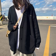 秋冬加厚毛线针织 waitmore毛衣开衫 外套女春秋宽松慵懒风2019新款