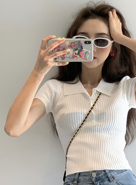 欧洲站白色短袖t恤女polo小衫