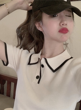 韩版小清新冰丝针织上衣女