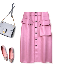 女式 高端欧货洋气 裙真皮绵羊皮半裙子中裙半身包臀裙秋冬2023新款