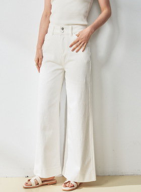 25春夏白色直筒牛仔裤高腰显瘦宽松阔腿裤休闲百搭长裤女18436