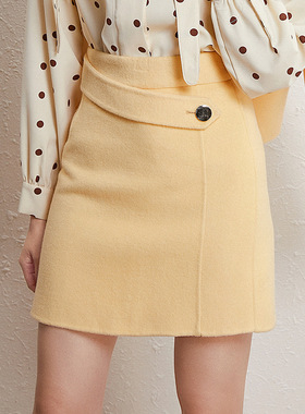 盛宏23年秋冬新款小*香风淑女双面呢毛呢短裙女20013