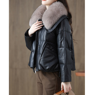 海宁皮草真皮羽绒服女短款高端加厚绵羊皮衣外套2025冬新款小个子