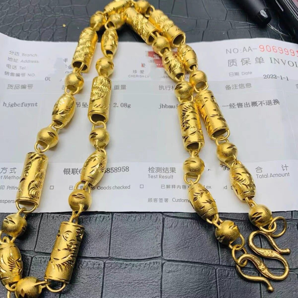 【久不掉色】高端南非锡金10毫米龙凤全家福项链男士情侣项链首饰