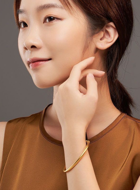 正品沙金实心推拉手镯子素圈可调节高级轻奢沙金手镯