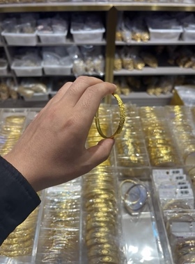 越南沙金镀金复古时尚手链网红款牡丹花开口手镯凤羽手环婚庆礼物