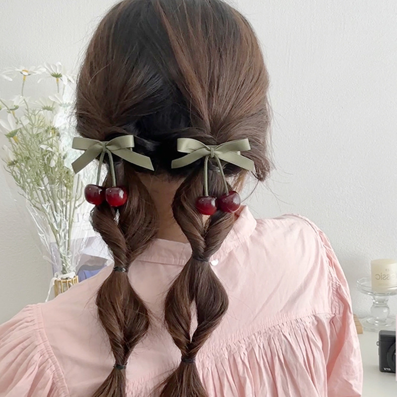 时尚创意日韩系百搭小樱桃发夹甜美发饰可爱清新森系刘海夹边