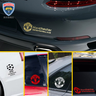 曼联红魔logo反光车贴曼彻斯特联队行李箱电动摩托车头盔装饰贴纸