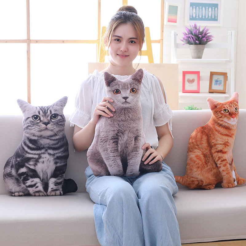 可爱仿真猫咪抱枕3d毛绒玩具长条