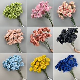 婚庆仿真花批发3头莱菲玫瑰绢花假花钻石玫排花布置花材插花摆放