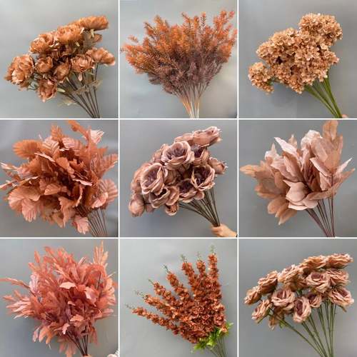 仿真花焦糖色婚庆背景吊顶舞台