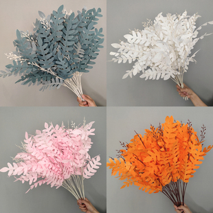 婚礼装饰仿真槐叶柳树叶路引花排花配草婚庆婚礼堂酒店吊顶花艺