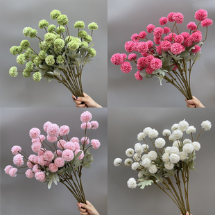 饰假花背景花艺插花布置 婚礼仿真花材5头乒乓球绢花婚礼堂吊顶装