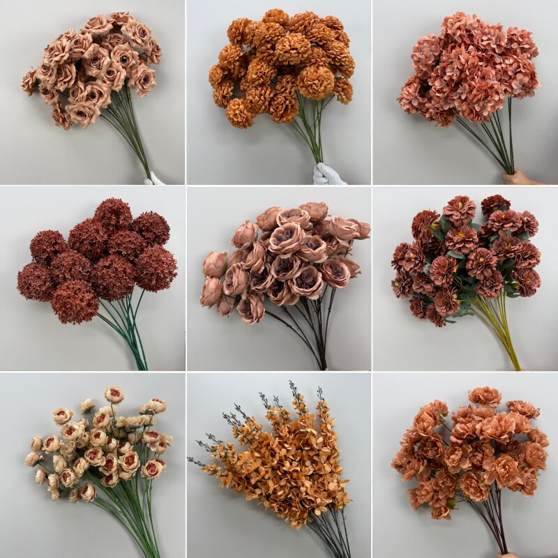 仿真花焦糖色婚庆背景吊顶舞台