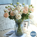 3头洋牡丹西洋玫瑰仿真花婚庆道具绢花装 饰花路引花假花