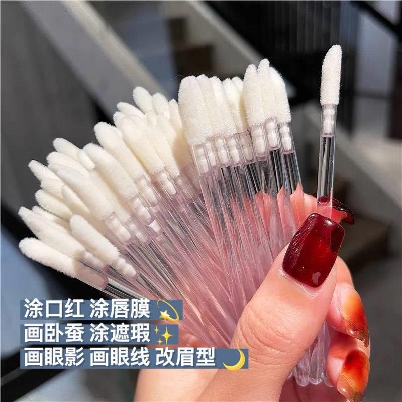 正品一次性口红刷专业唇刷棒棉棒晕染化妆用植绒棒粉底刷眼线