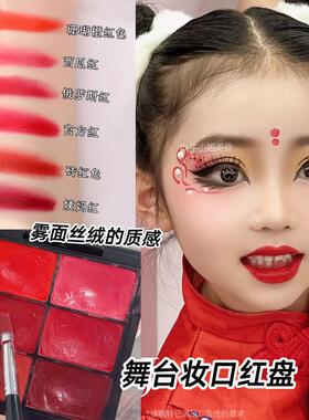 正品舞台妆口红盘哑光正红六色唇膏舞台彩妆化妆师专用多色调色盘