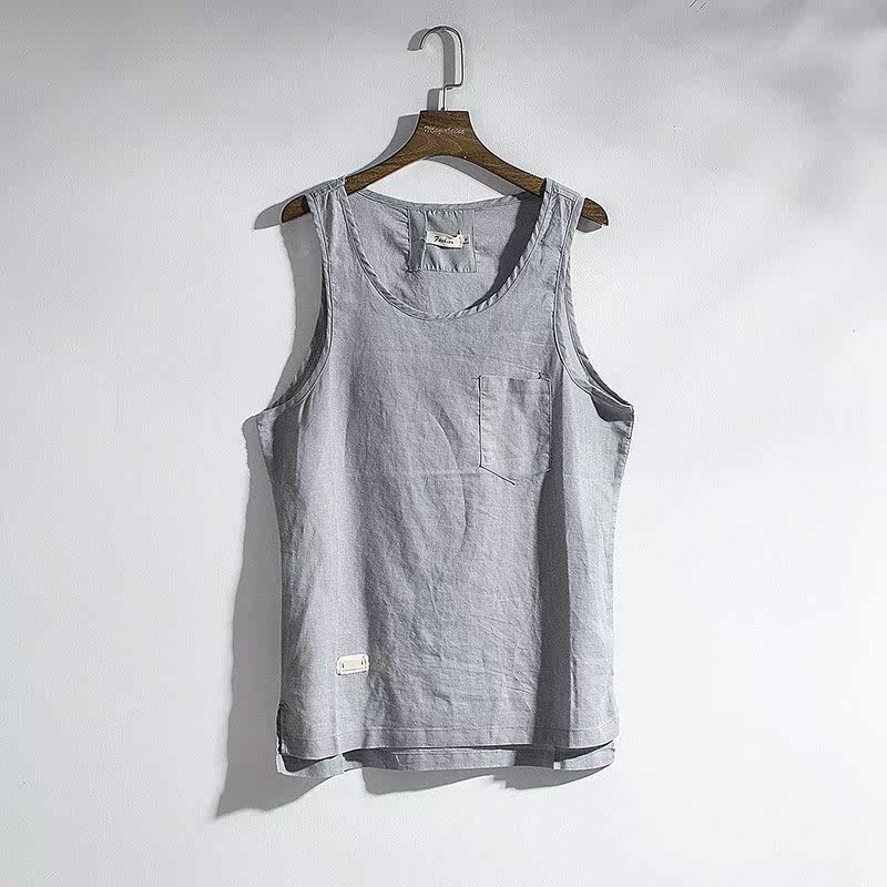 2019 summer Cotton and hemp vest leisure time Solid fashion motion Simplicity Men's Easy waistcoat Flax Sleeveless T-shirtin the Men's clothing, Vest/Vest  category - from Buy2taobao.com to provide professional Taobao agent buy service
