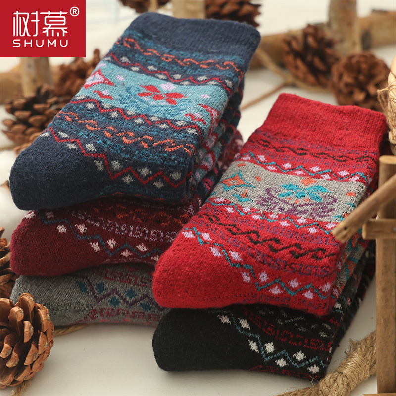 很保暖！冬季加厚袜子毛巾袜花袜子复古中国风妈妈奶奶老人袜
