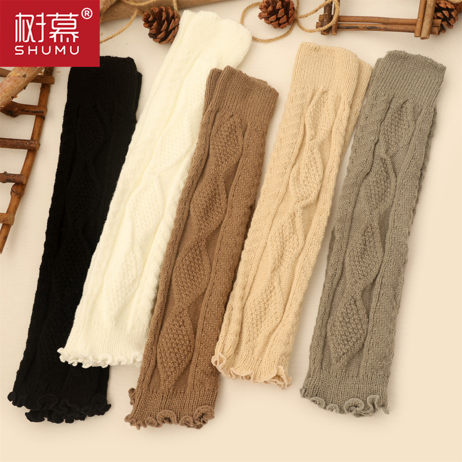 针织过膝袜套女秋冬长筒护膝腿套配靴子花边袜