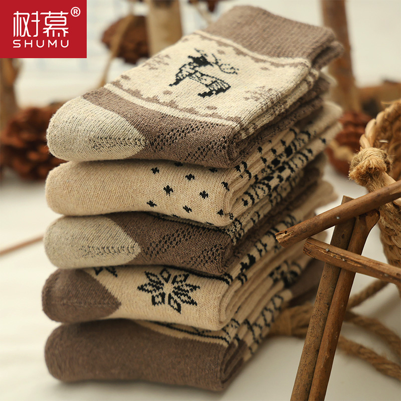 羊毛加厚！！卡其色驼色驼绒袜冬季男女加厚保暖耐寒中筒袜子袜子