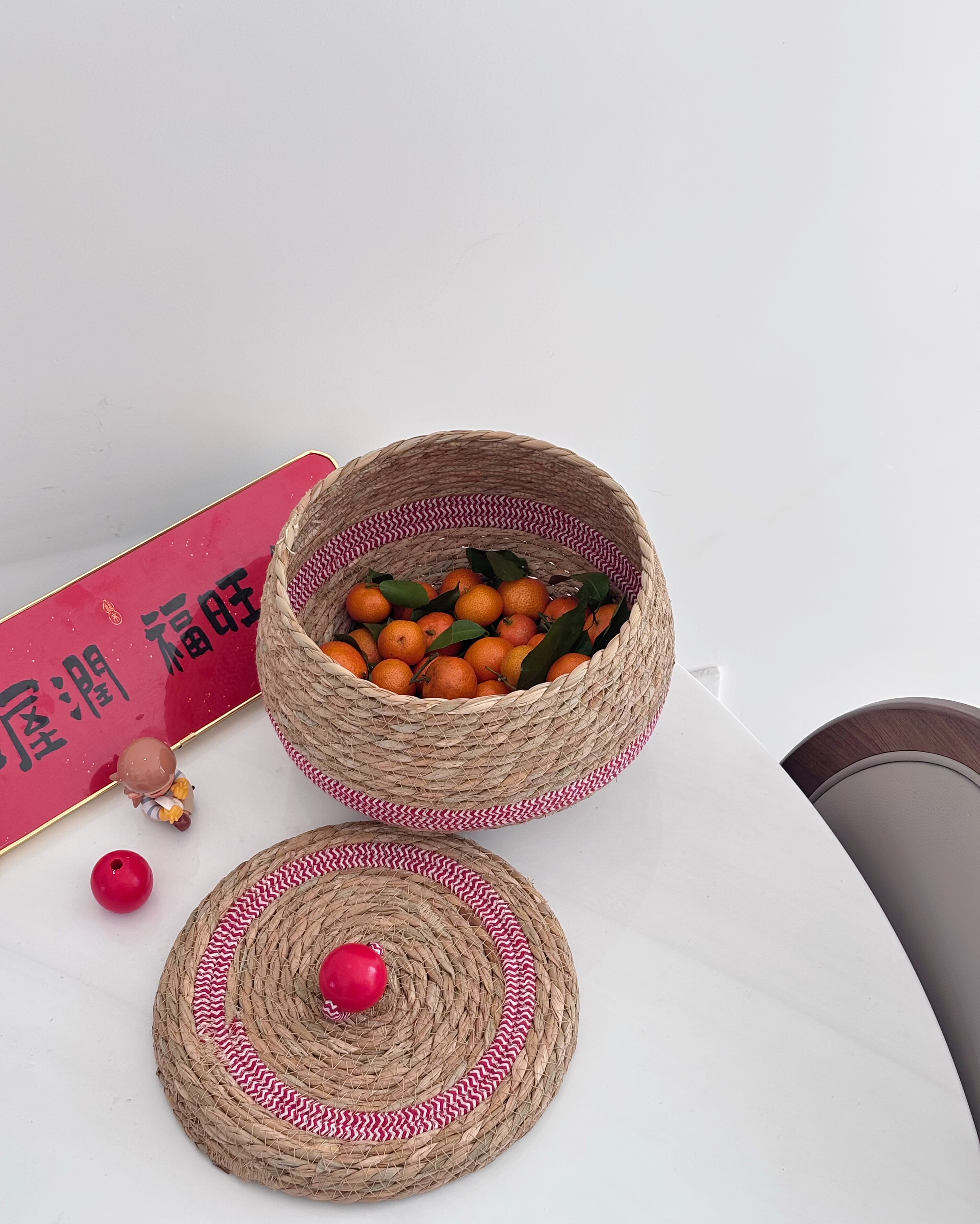 新款圆形编织收纳筐桌面带盖零食收纳盒杂物整理收纳桶鸡蛋收纳篮,收纳整理,收纳筐,淘宝优惠券,粉丝福利购,淘宝优惠卷