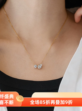 洗澡不用摘不掉色！高品质小众设计感轻奢镀18K金水滴双锆石项链