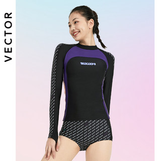 VECTOR2022新款泳衣女分体防晒速干冲浪服长袖修身显瘦遮肚游泳衣