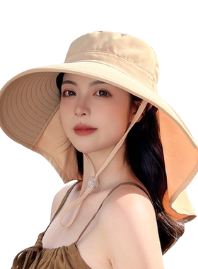 夏季女士大檐骑车不翻遮阳披肩帽